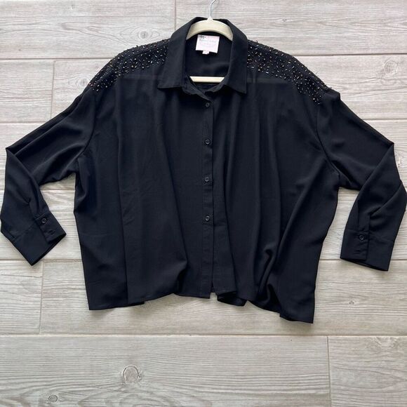 Romeo & Juliet Couture Tops - Romeo‎ & Juliet Couture Womens Black Beads Button Down Shirt Size Medium